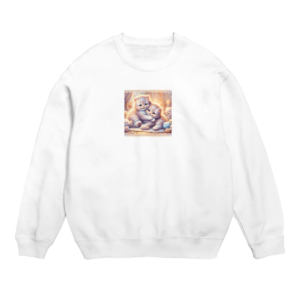 Yuya-Naganoの仲良く遊ぶ兄弟の猫 Crew Neck Sweatshirt