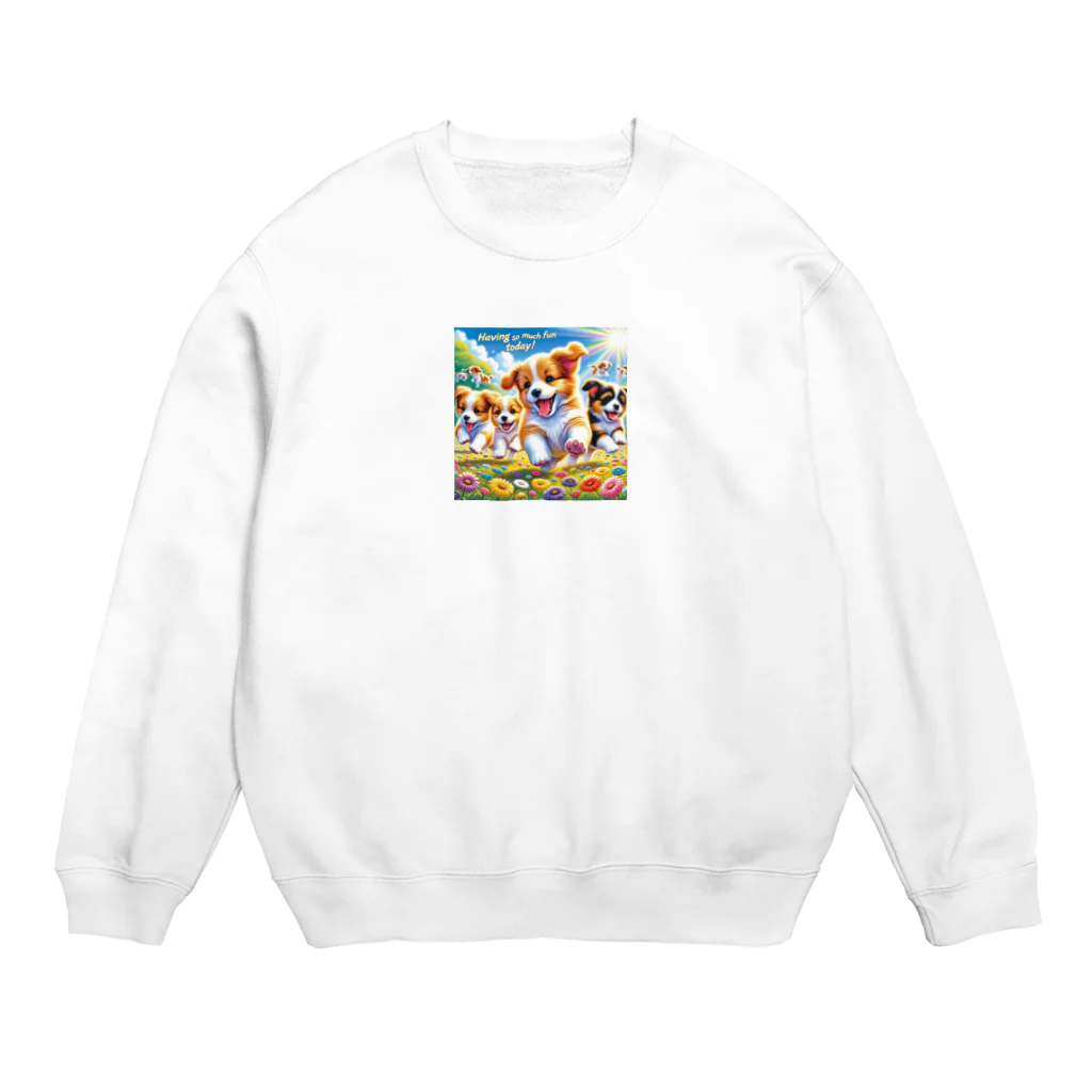 Yuya-Naganoの仲良くかけっこしてるワンちゃん達 Crew Neck Sweatshirt