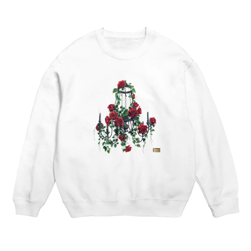 TANBI Every Home DecorのFlower chandelier 赤いバラ Crew Neck Sweatshirt