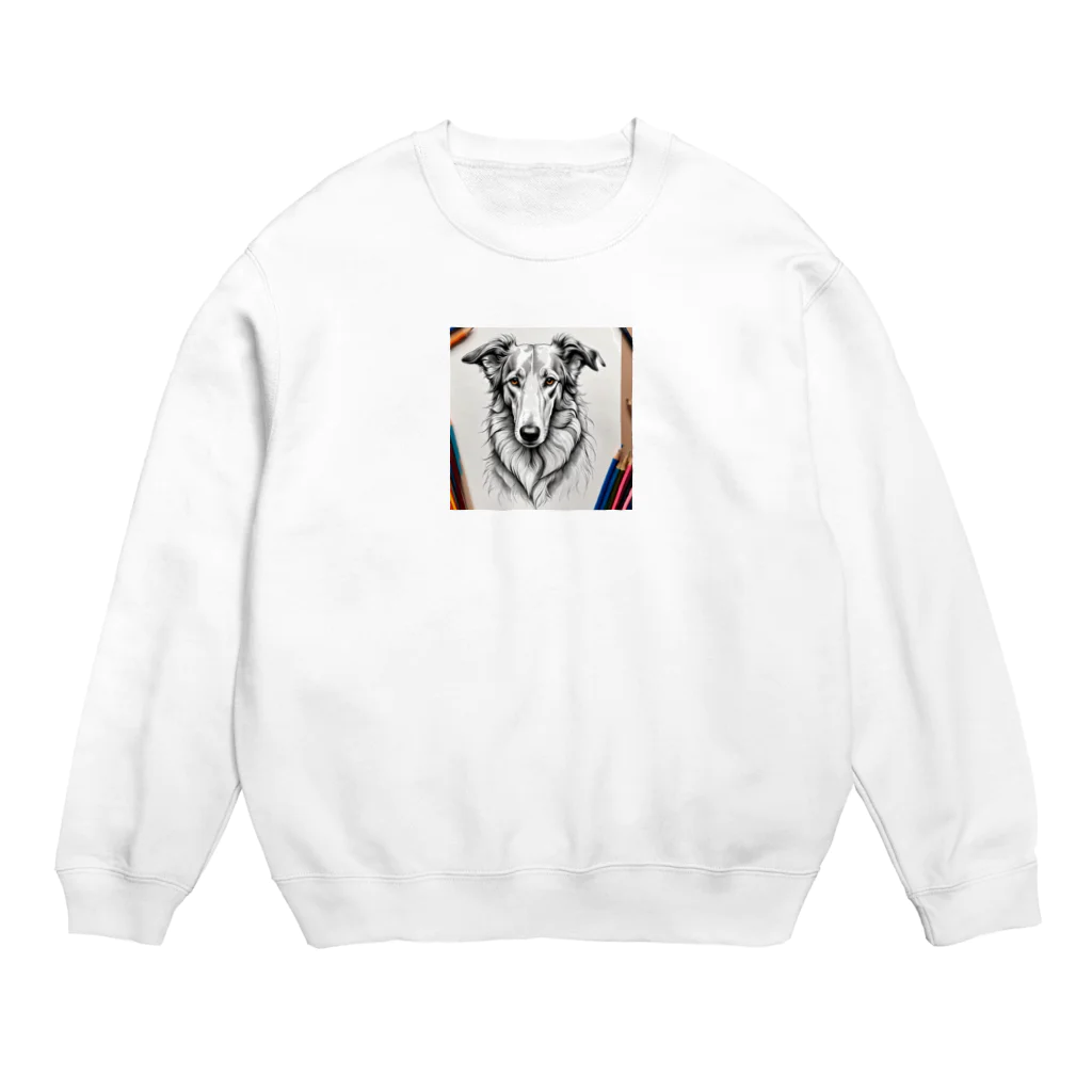 マニーのわんちゃんグッズの ボルゾイ（犬）をモチーフにしたわんちゃんNo.2 Crew Neck Sweatshirt