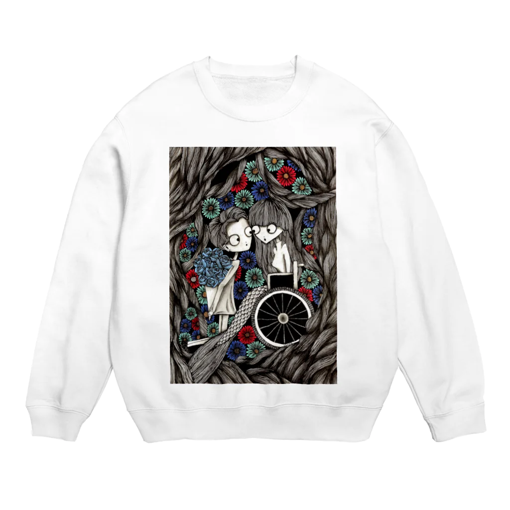 mermaidの人魚とブルーローズ Crew Neck Sweatshirt