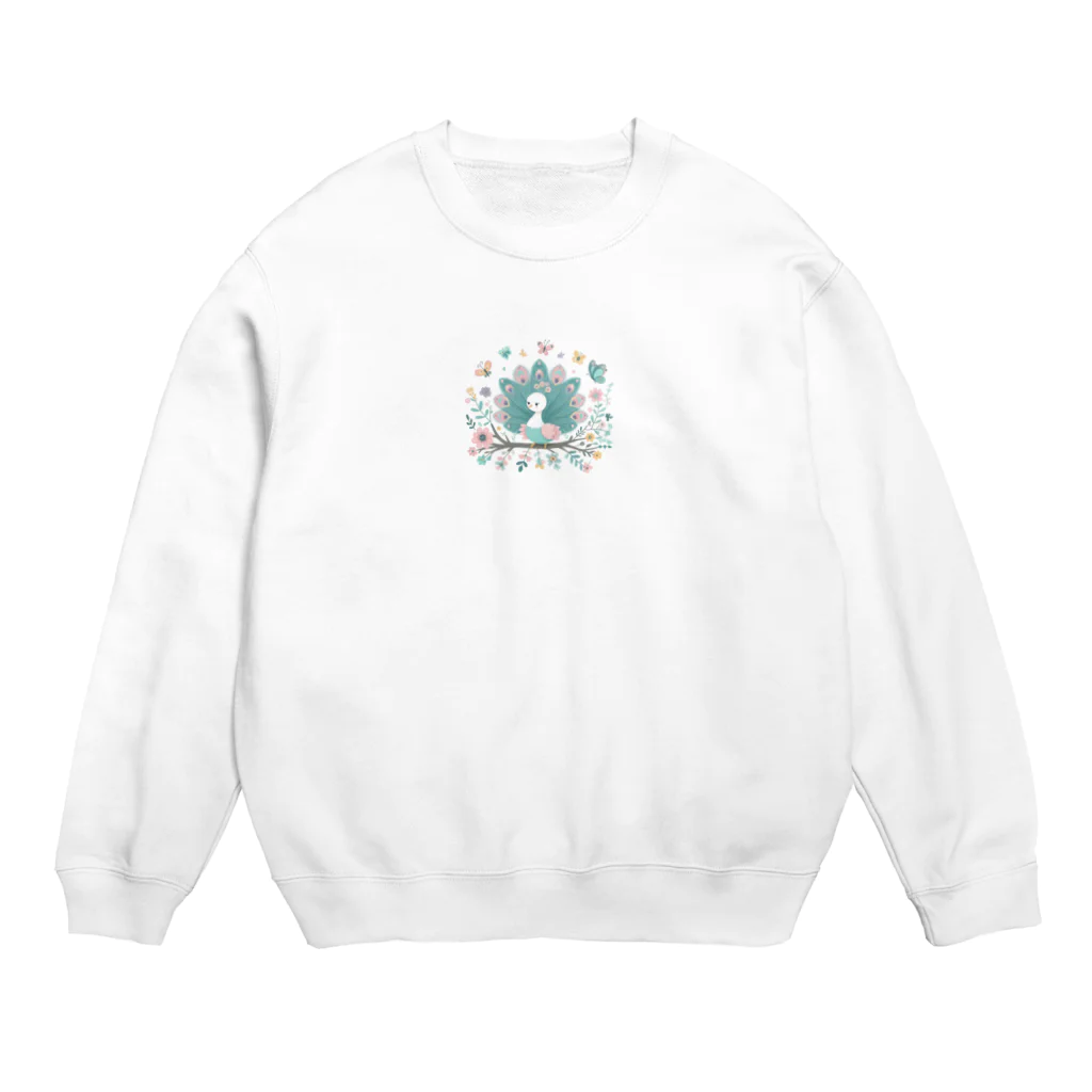 J-Peacockのカラフルな孔雀の幼鳥 Crew Neck Sweatshirt