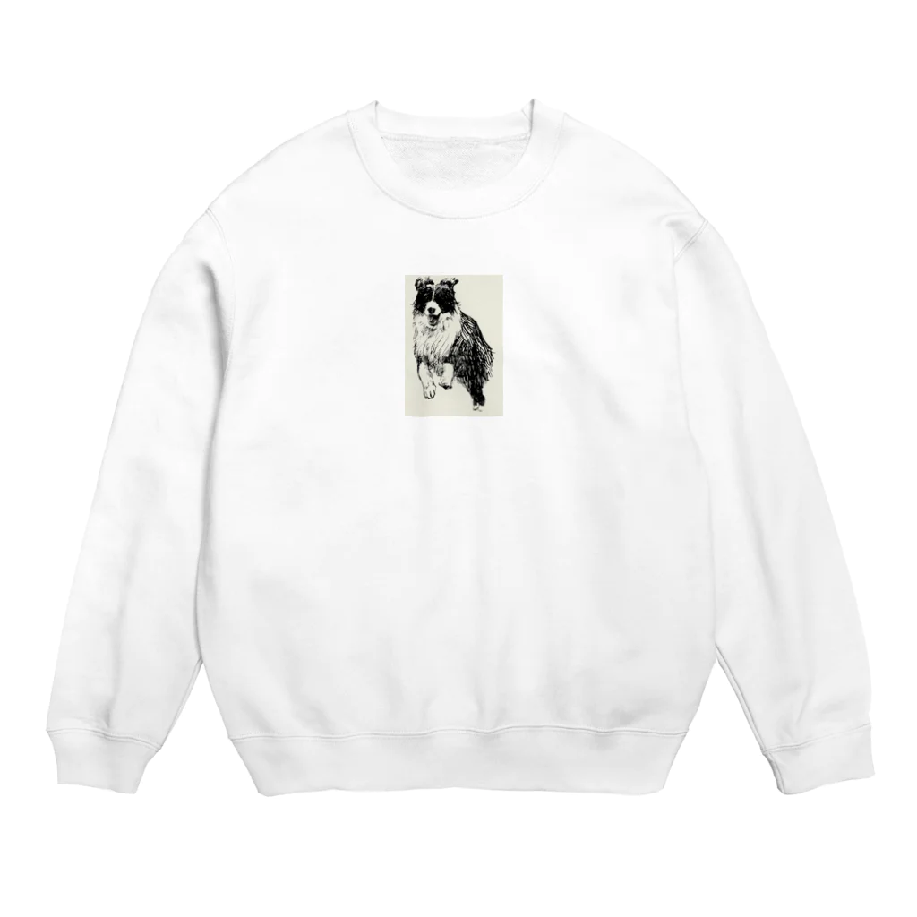 パグとミニブタの母のボーダーコリー Crew Neck Sweatshirt