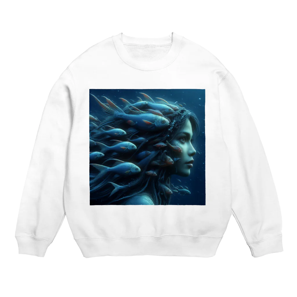 末田の魚群の女王 Crew Neck Sweatshirt