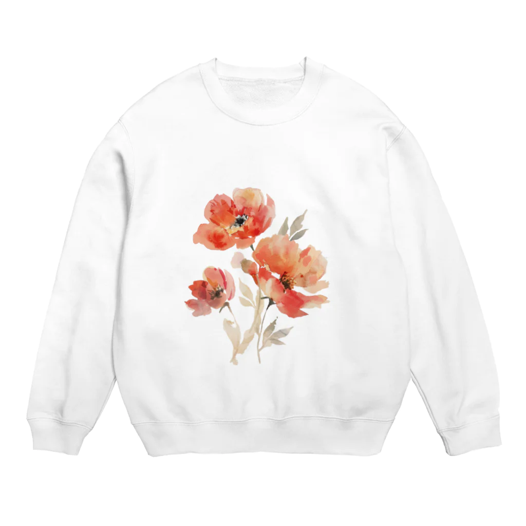 Petia Bloomの水彩風の花イラスト Crew Neck Sweatshirt