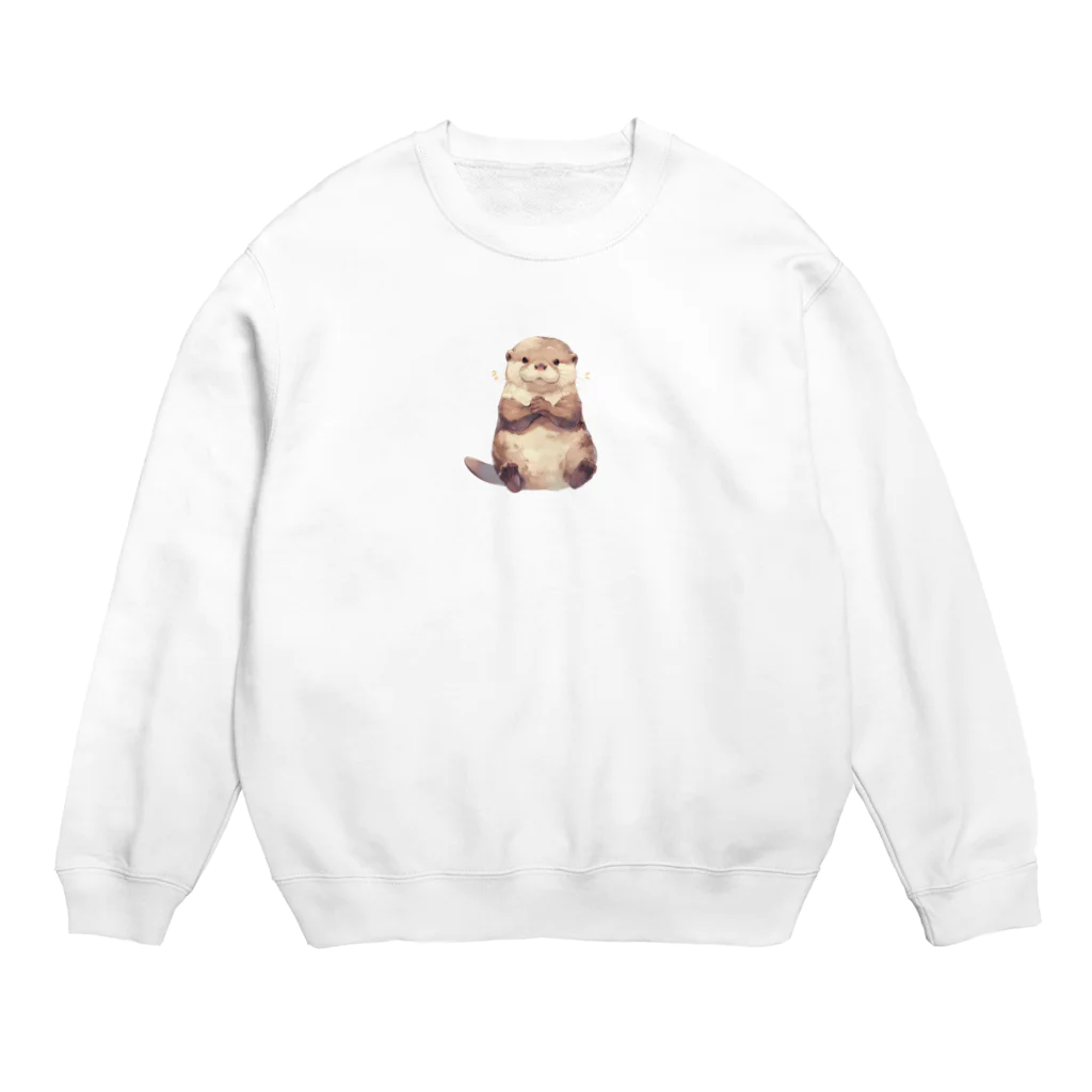 Cute Animalsのおねだりカワウソ Crew Neck Sweatshirt