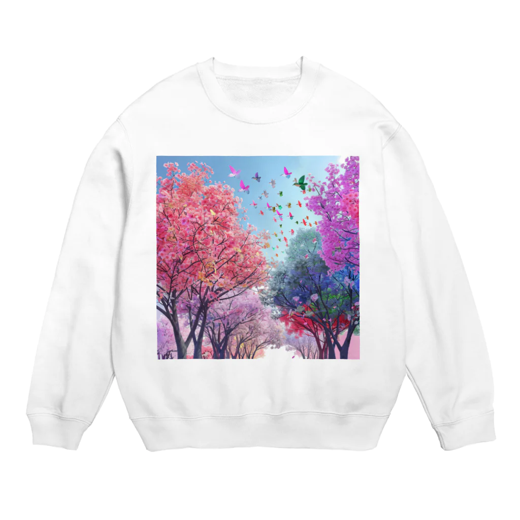 AQUAMETAVERSEの自然の美しい木々と鳥　なでしこ1478 Crew Neck Sweatshirt