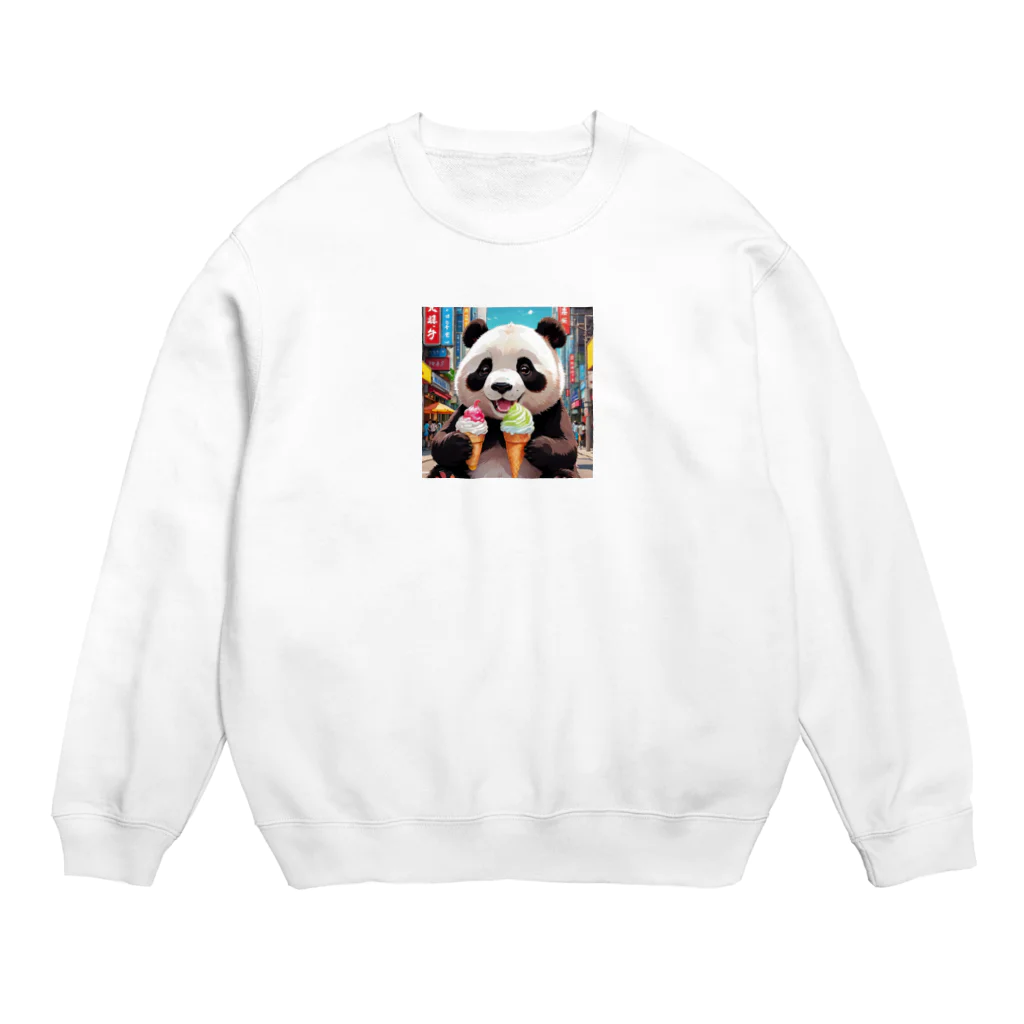 rakutenitibaのアイスクリームをもらって嬉しいパンダ Crew Neck Sweatshirt