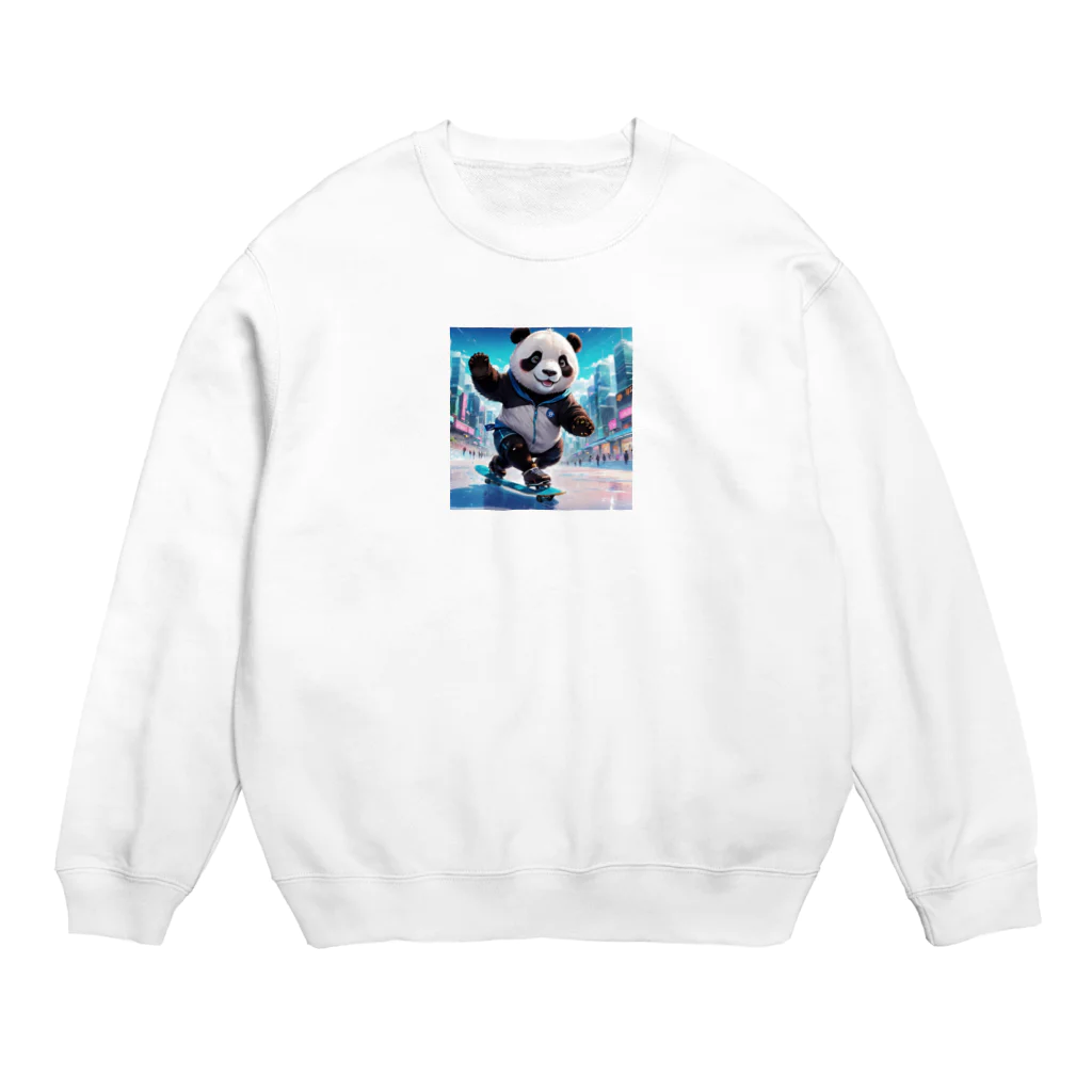 rakutenitibaのスケボーが楽しいパンダ Crew Neck Sweatshirt