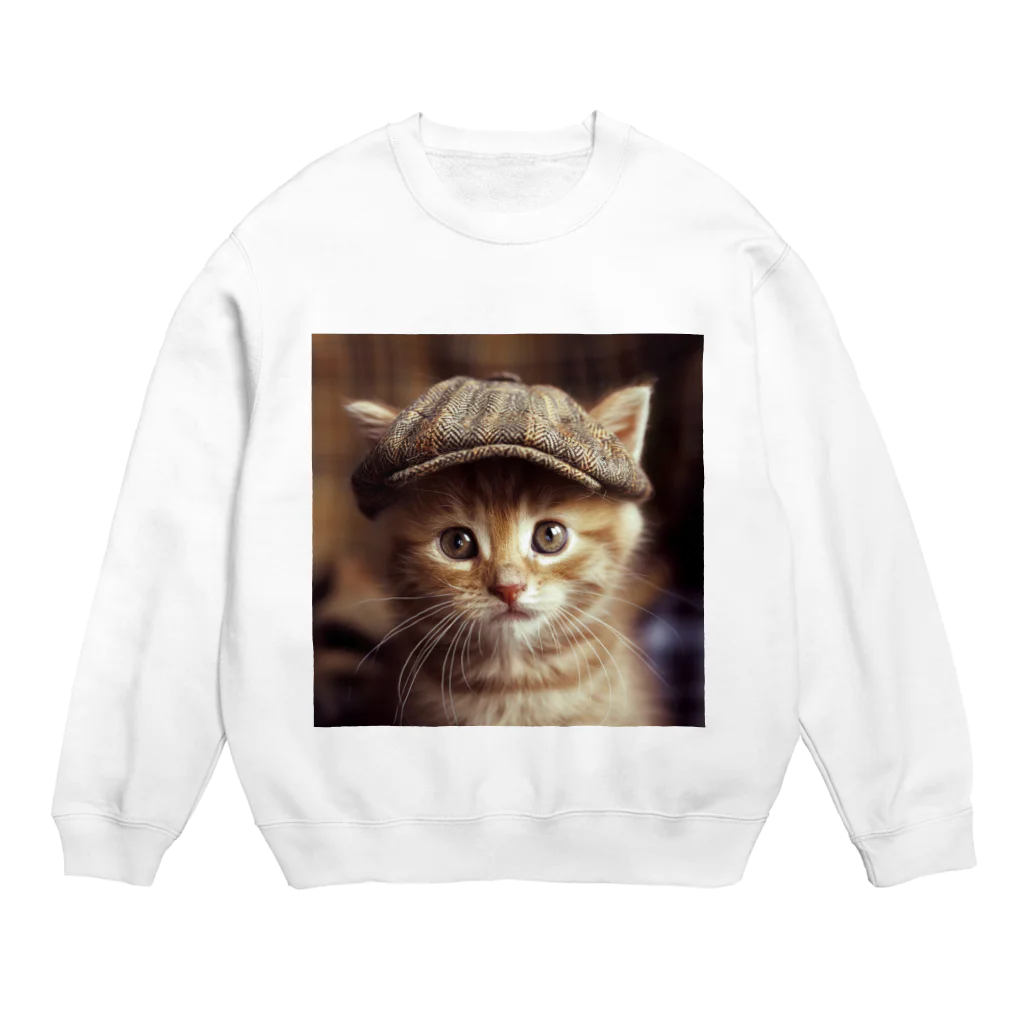 AQUAMETAVERSEのキャップを被った猫 アメジスト 2846 Crew Neck Sweatshirt