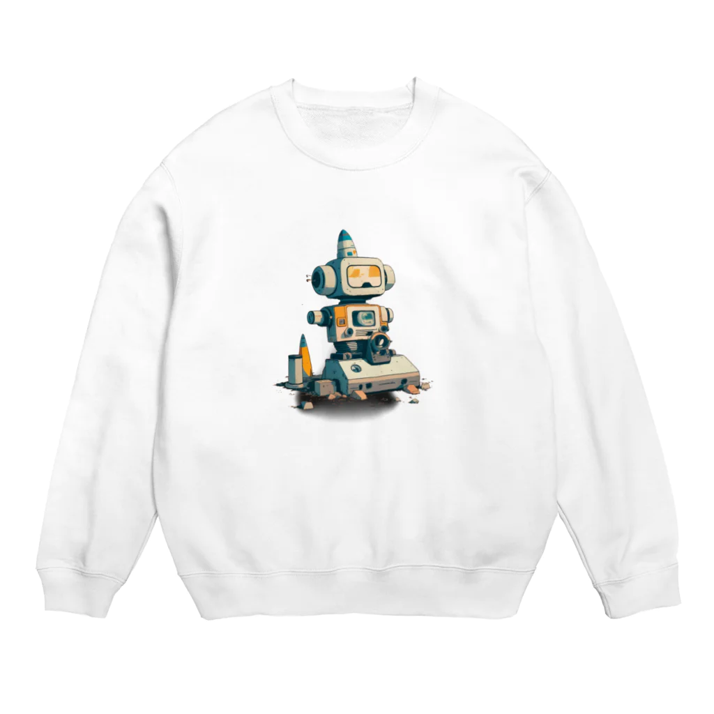 mirinconixのいろいろと四角いレトロなガラクタロボットくん Crew Neck Sweatshirt