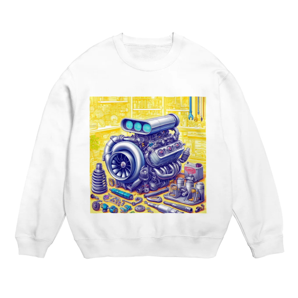 the blue seasonのメカニックの夢遊園地 Crew Neck Sweatshirt