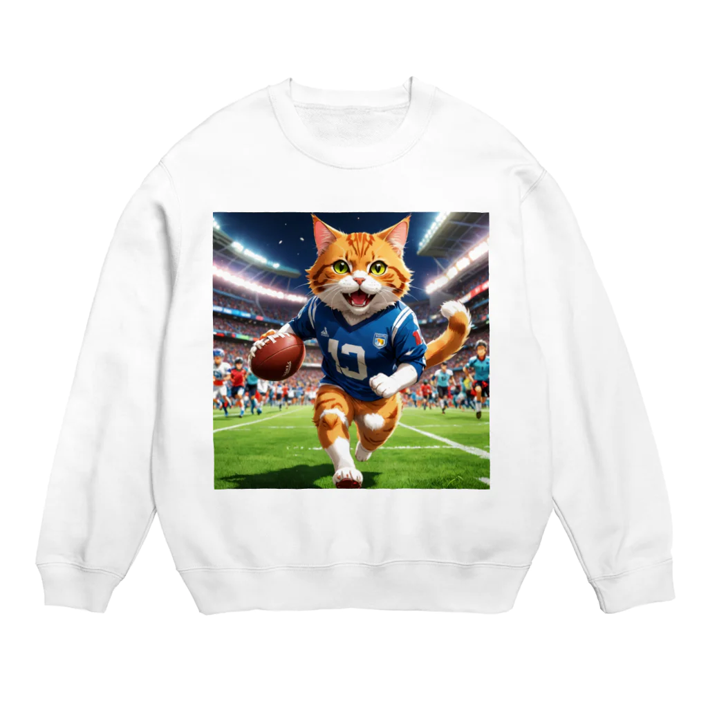 NekoAshiNoBathtubのアメリカンフットボールネコ Crew Neck Sweatshirt