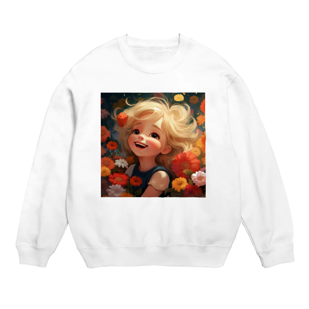 AQUAMETAVERSEの花に囲まれて幸せいっぱいの少女　なでしこ1478 Crew Neck Sweatshirt