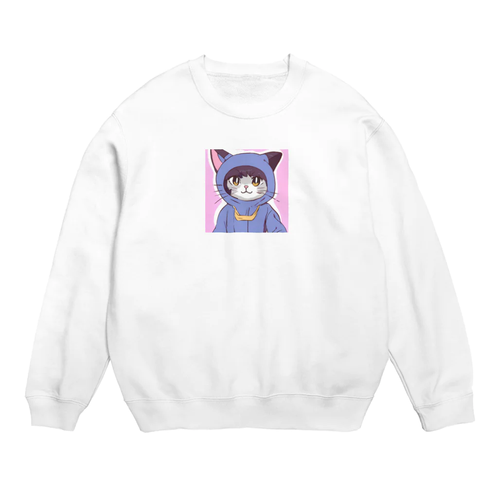 あめたまのフードねこ Crew Neck Sweatshirt