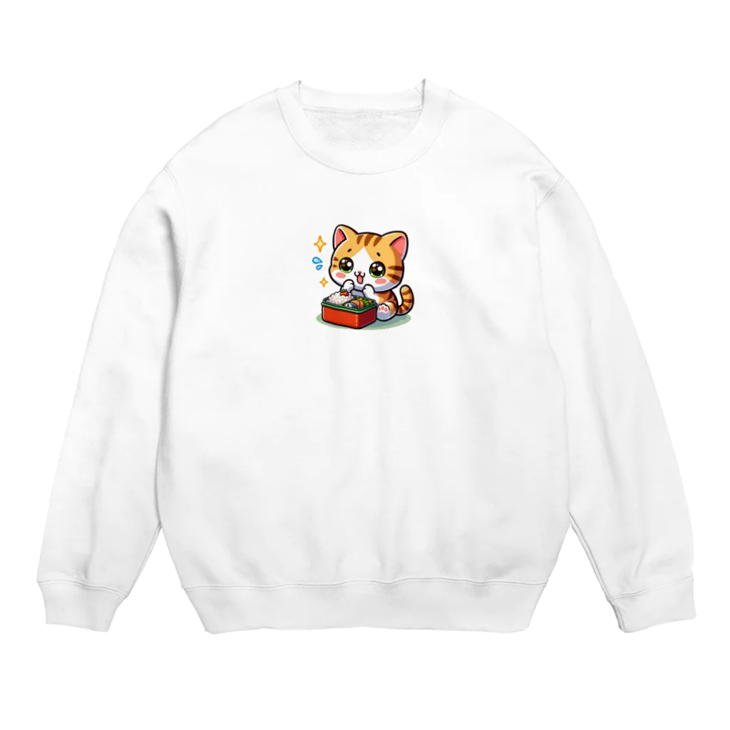 子猫カーニバルの子猫のお弁当タイム Crew Neck Sweatshirt