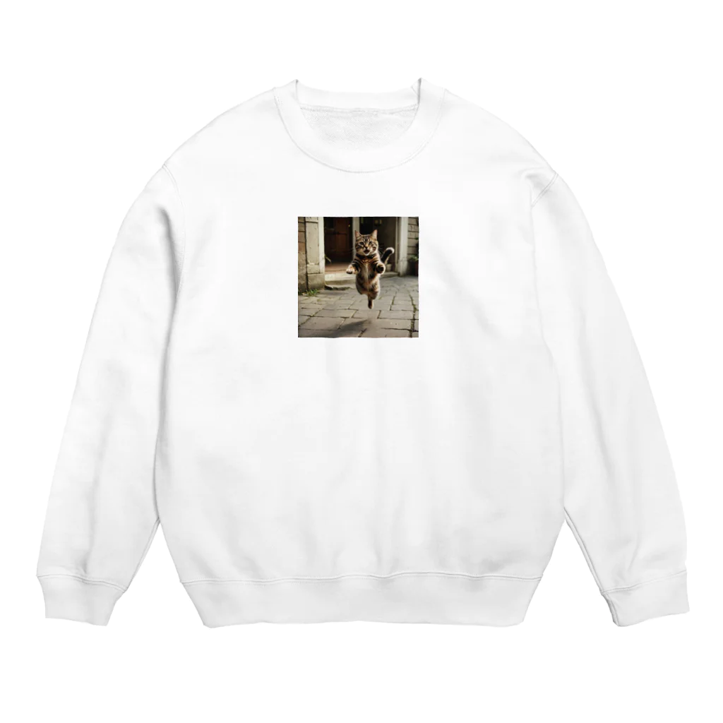 Suminekoのジャンプする猫さん Crew Neck Sweatshirt