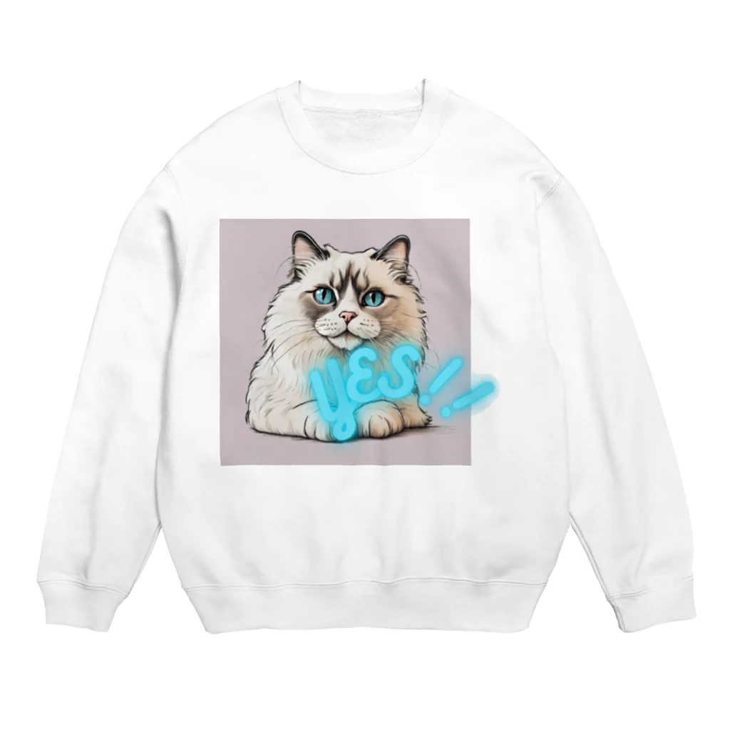 yae_8の猫　YES！！　おしゃれで前向きっぽい日常アイテム Crew Neck Sweatshirt