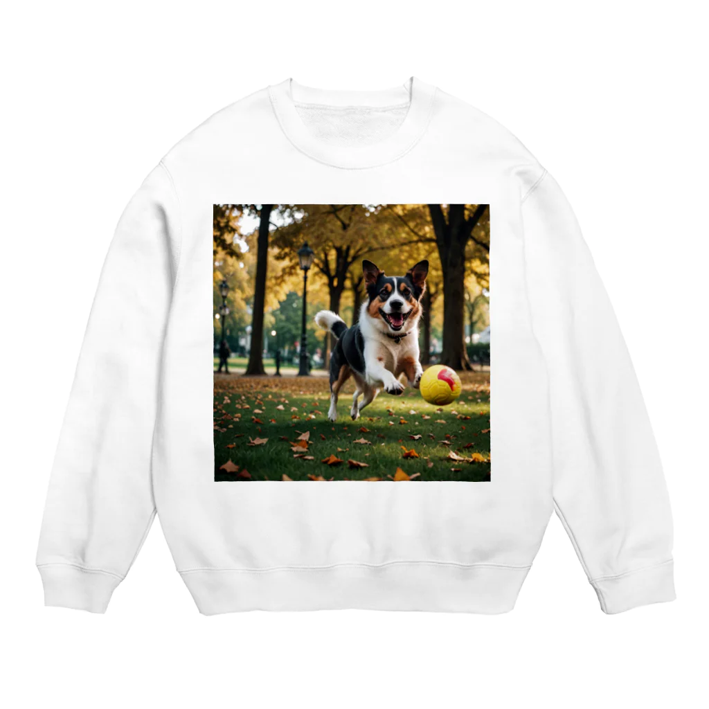 金太郎のボールと戯れる犬 Crew Neck Sweatshirt