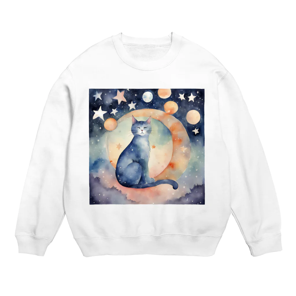 星降る夜にの眠り猫 Crew Neck Sweatshirt