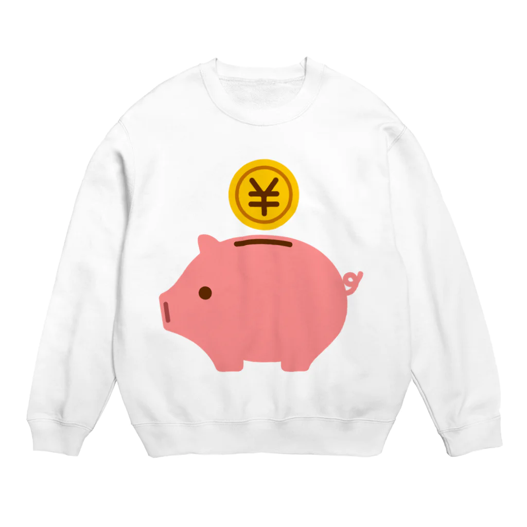 お絵かき屋さんの豚の貯金箱（お金） Crew Neck Sweatshirt