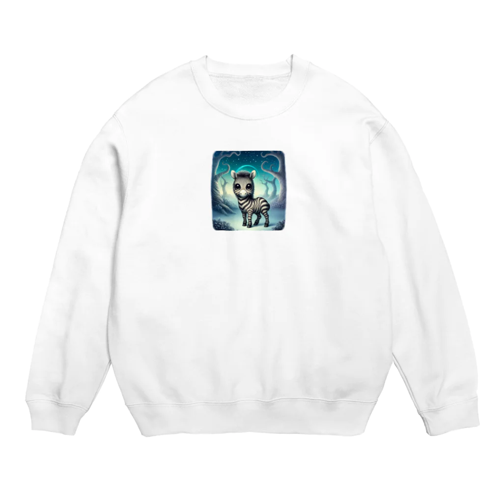 たんたん狸の不気味で可愛い森の不気味で可愛いシマウマ001 Crew Neck Sweatshirt