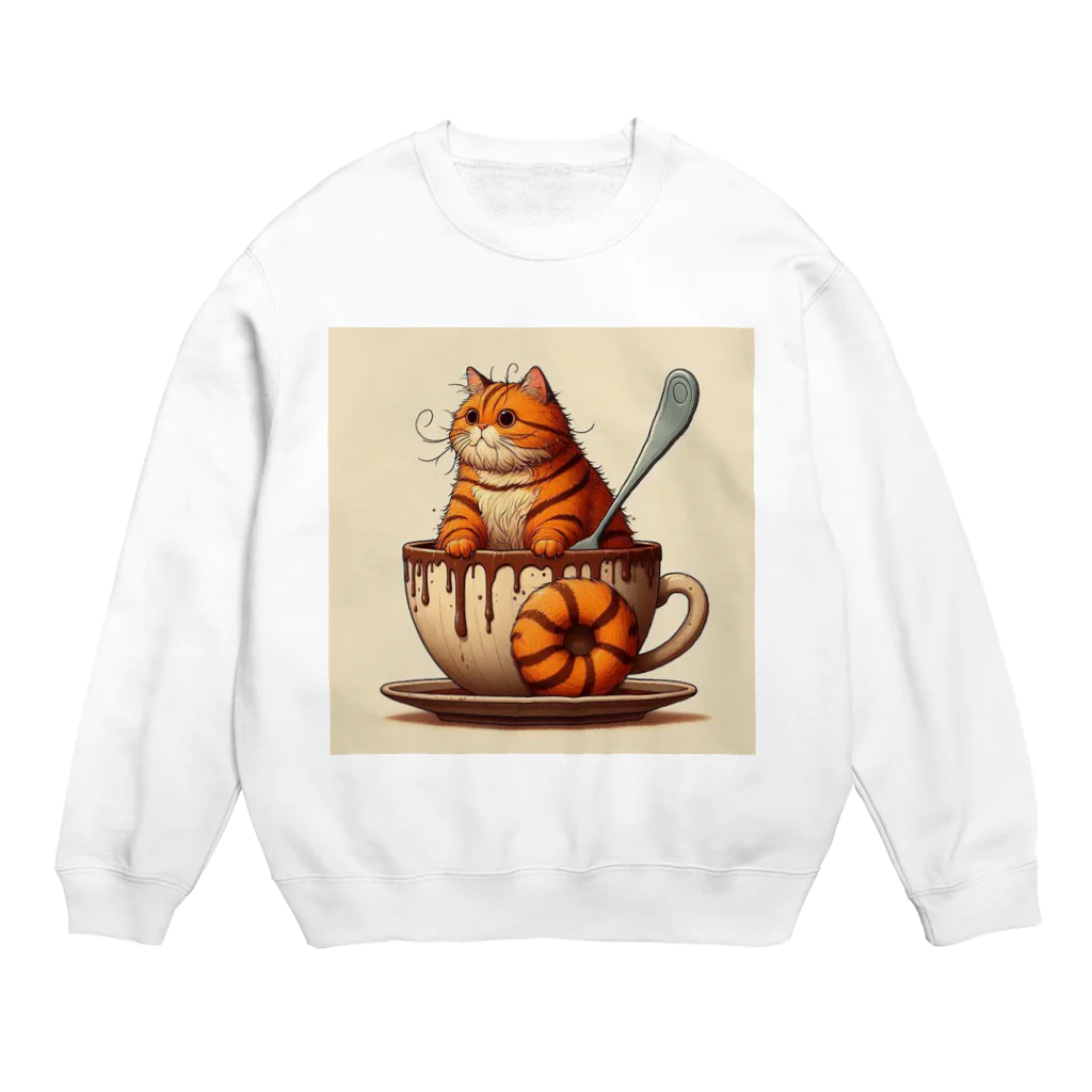 カフェイン中毒のカフェイン猫2 Crew Neck Sweatshirt