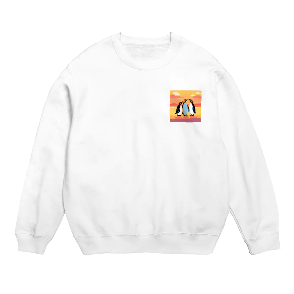 ペンギン屋の夕日に映えるペンギン Crew Neck Sweatshirt