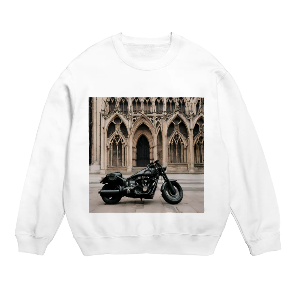 the blue seasonのゴシックの影に佇む漆黒のバイク Crew Neck Sweatshirt