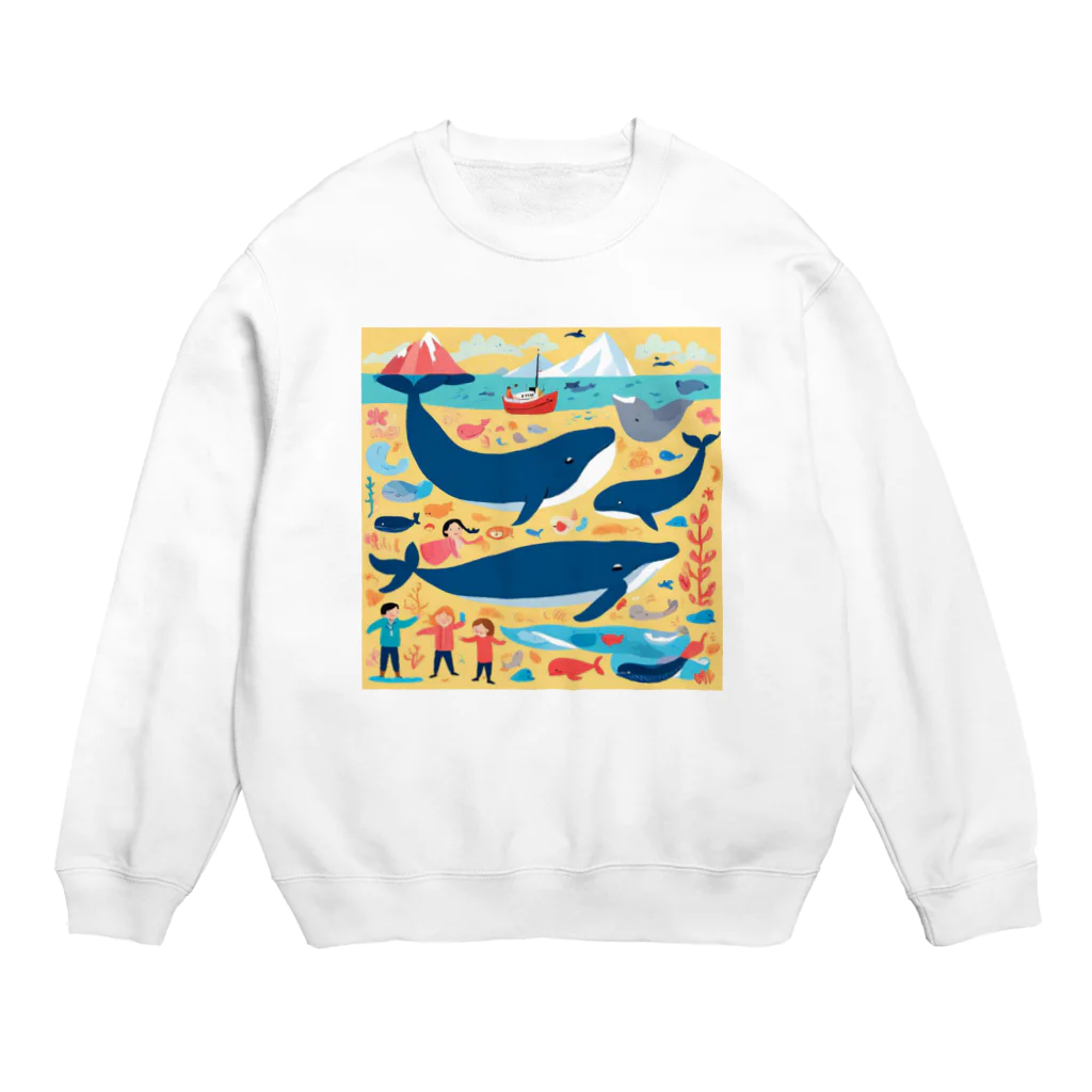 OHANA_087のアラスカの雄大な自然に暮らす人々と動物たちの調和 Crew Neck Sweatshirt