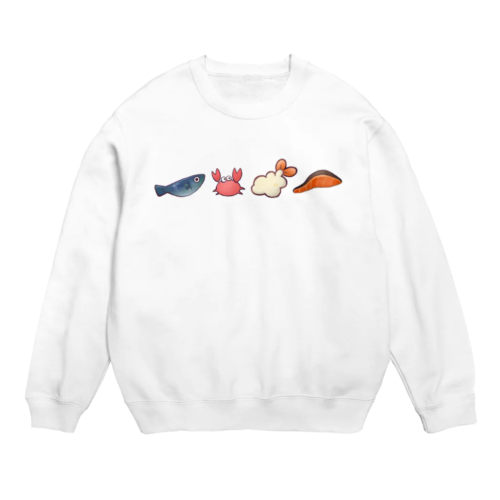 コットンさんの森のおいしいうみのさち Crew Neck Sweatshirt