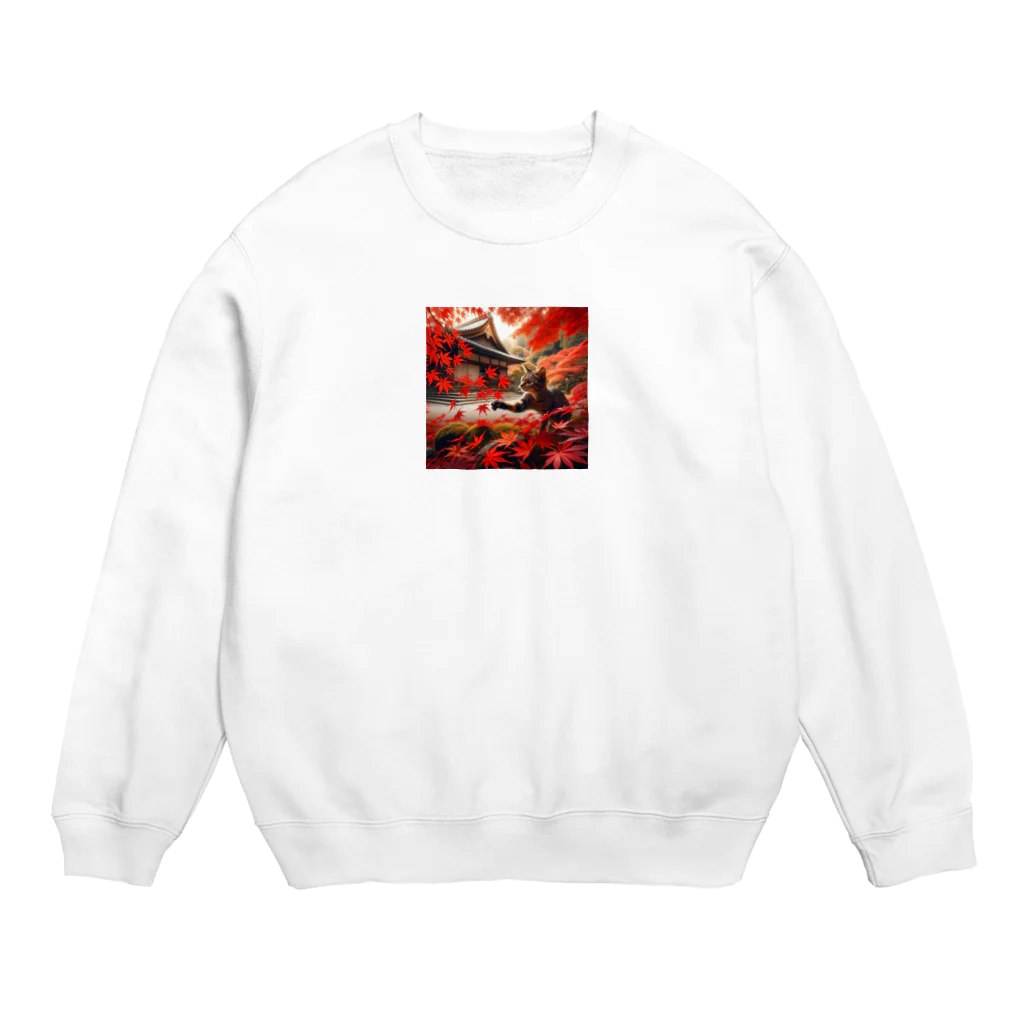 EMAKIの和紋様 x 猫　秋の和風猫 Crew Neck Sweatshirt