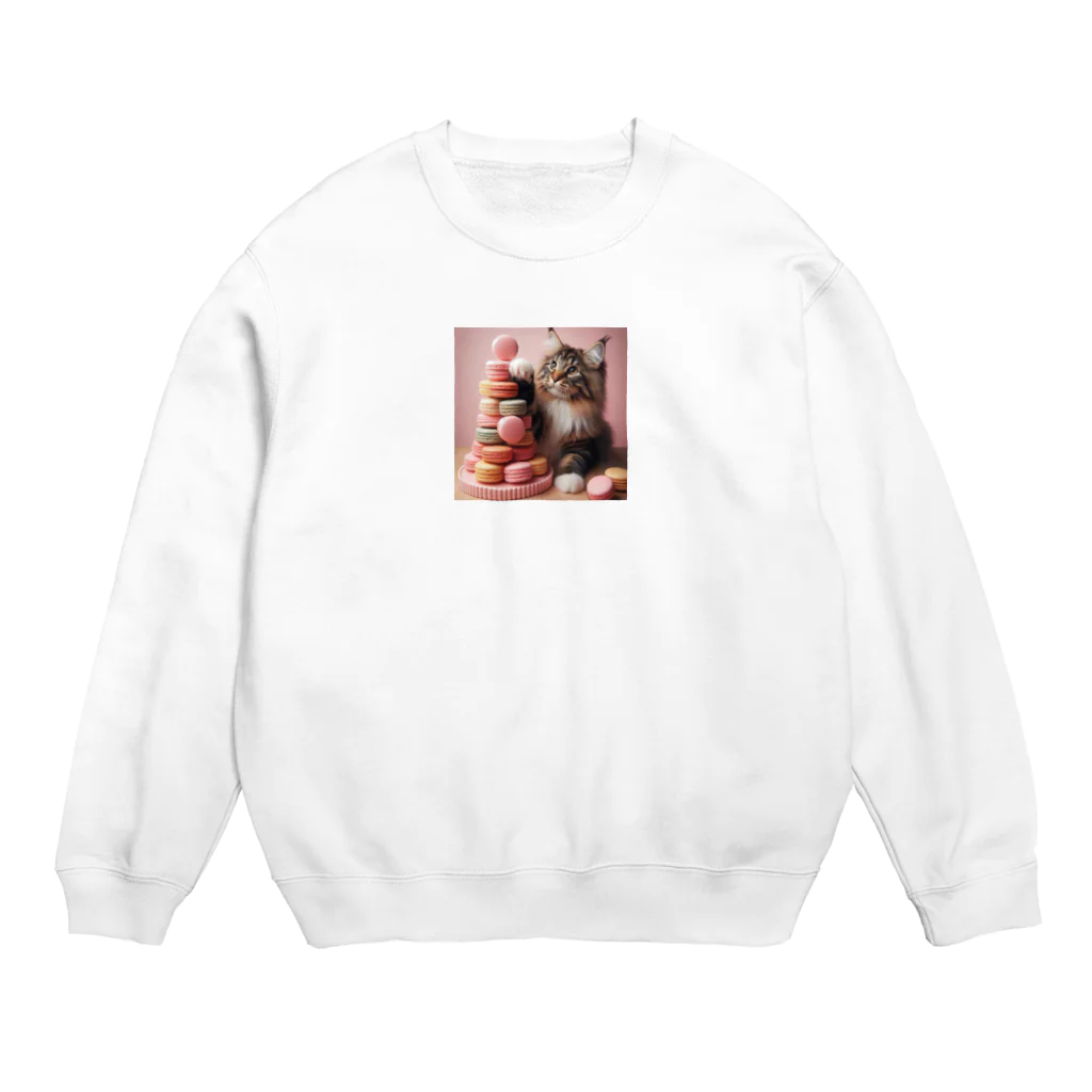 Y m @Y's shopの猫とマカロン Crew Neck Sweatshirt