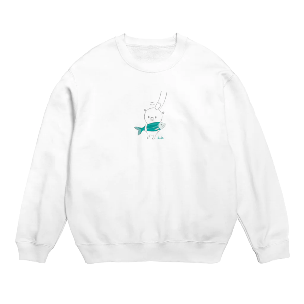 emio_414のこびとくまとお魚 Crew Neck Sweatshirt