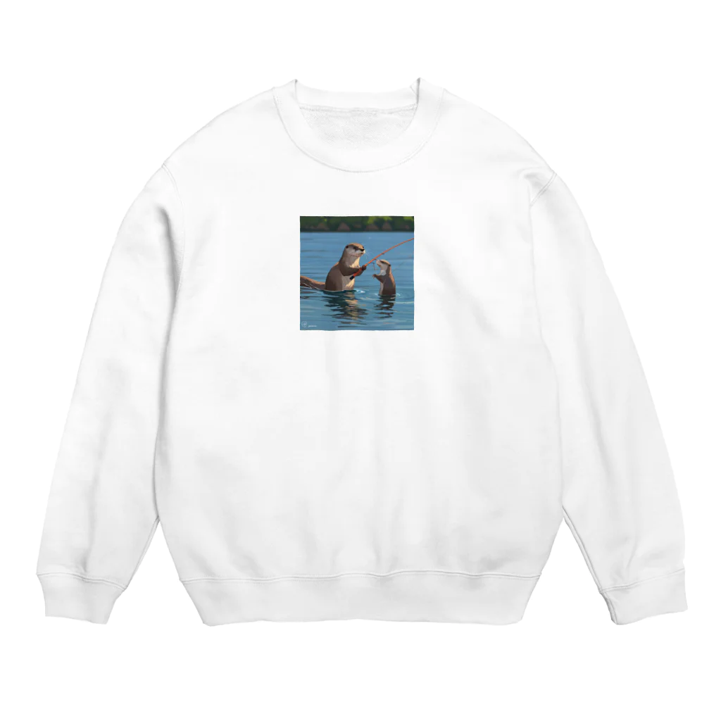 ganeshaのOtterpngで釣り体験 Crew Neck Sweatshirt