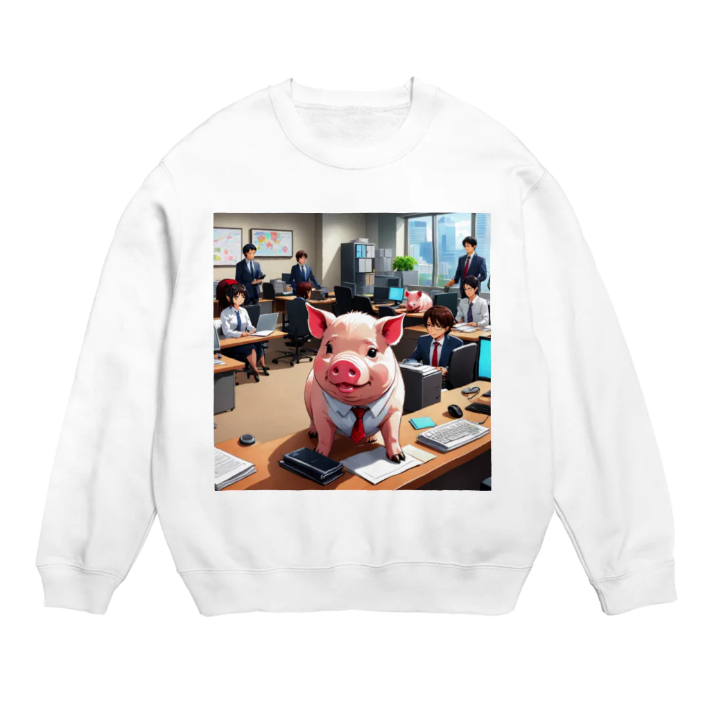 MTHの会社の組織改革を行うミニブタ Crew Neck Sweatshirt