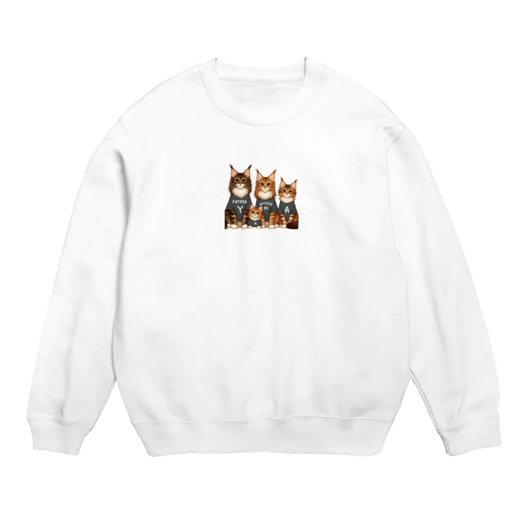 Y m @Y's shopの猫の家族 Crew Neck Sweatshirt