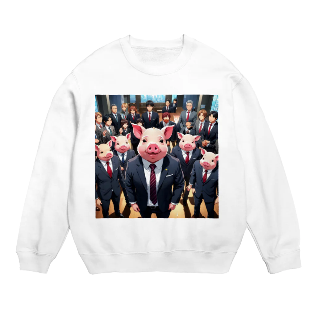 MTHの会社のりーだーしっぷちーむにするみにぶた参加 Crew Neck Sweatshirt