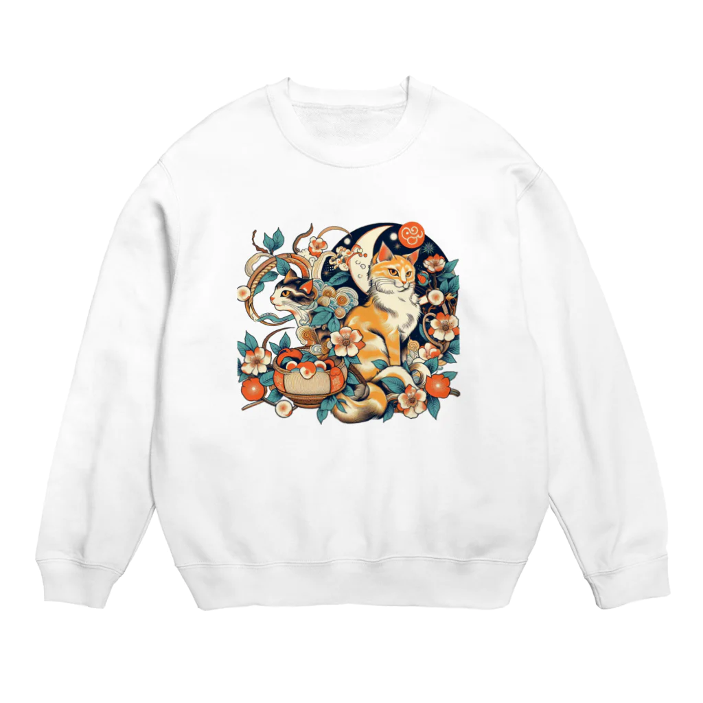 猫LOVE items Noahの猫LOVE items 茶虎と白黒 Crew Neck Sweatshirt