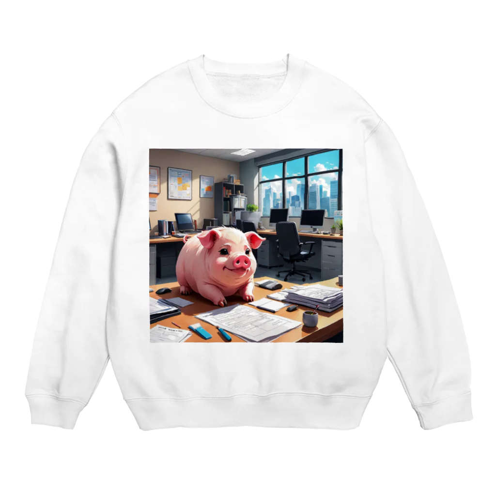 MTHの社内のたすくのすけじゅーりんぐをうみにぶた行 Crew Neck Sweatshirt