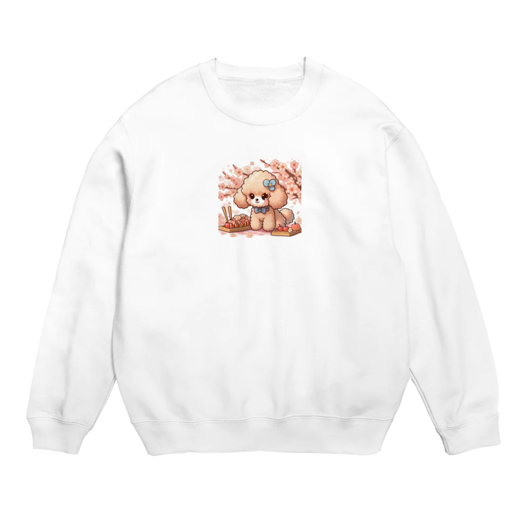 s30zcの花見をするトイプードル Crew Neck Sweatshirt