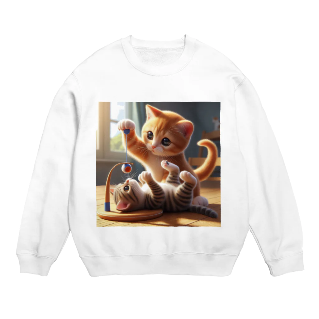 kangekiの遊ぶにゃんこNo.6 Crew Neck Sweatshirt