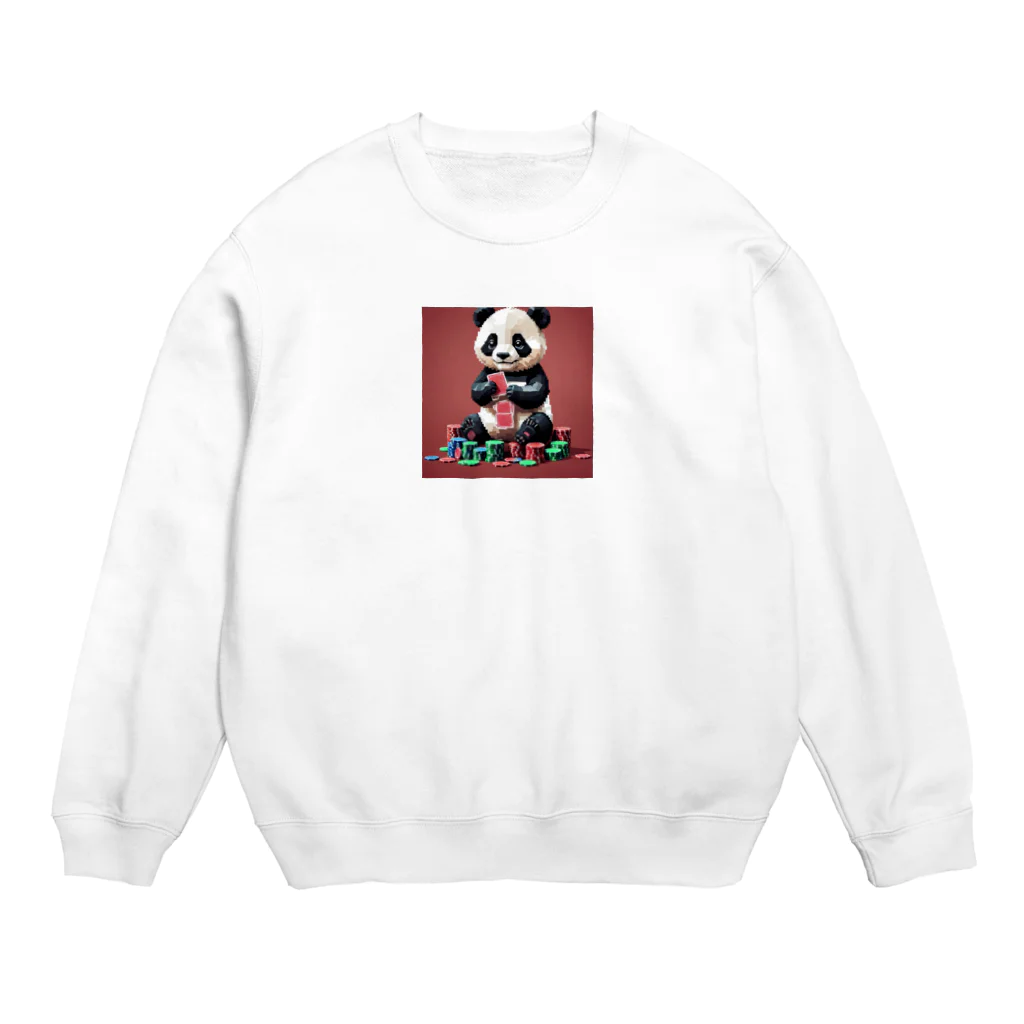 ayame_0923のポーカーをするパンダは、愛らしい姿でチップを扱う。 Crew Neck Sweatshirt