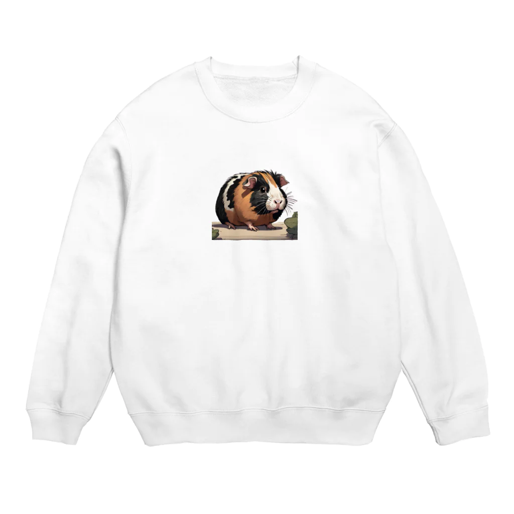 OKameMolꕤ︎︎オカメモルのアニメ風三毛モルモット Crew Neck Sweatshirt