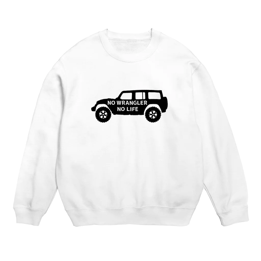 QUQU_WORKSのノーラングラーノーライフ ジープ ブラック Crew Neck Sweatshirt