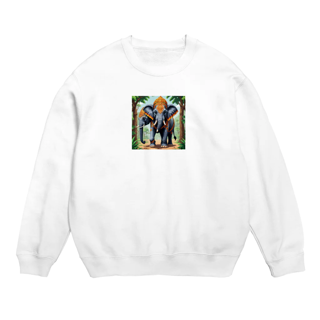 かたまりのドットアジアンゾウ Crew Neck Sweatshirt