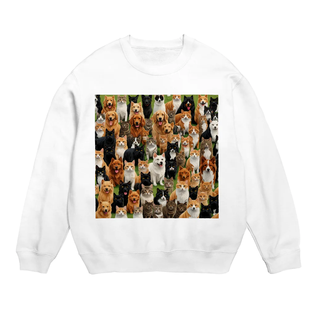 CHIKUSHOの犬と猫 Crew Neck Sweatshirt