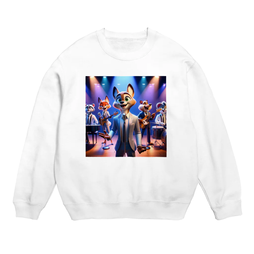 ANIMAL HEROES -musical band-の「グルーヴィー・フォックス・ジャズバンド」：アニマルズ・イン・スーツ Crew Neck Sweatshirt