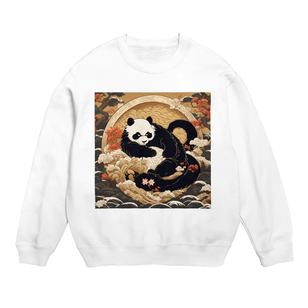 pandownloadの和風の最強パンダ Crew Neck Sweatshirt