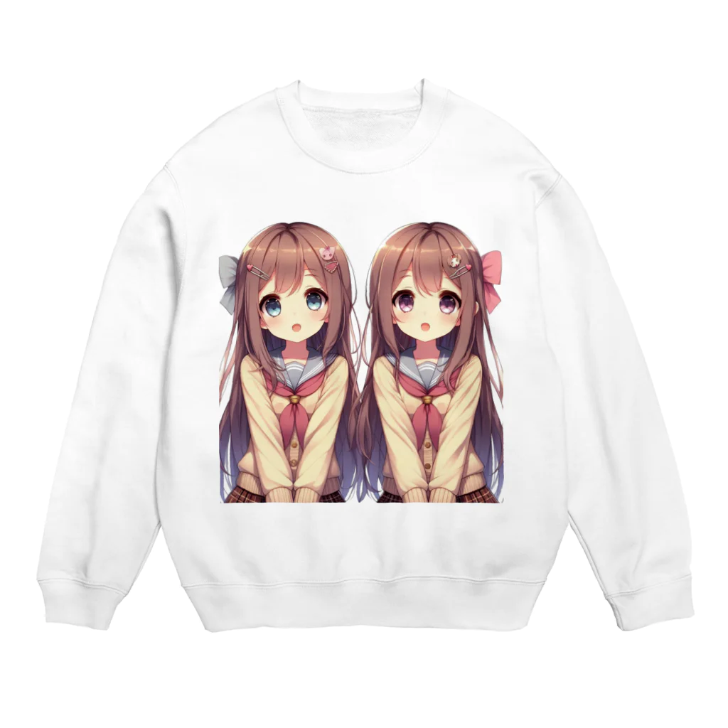 seigi2oo2の愛らしい可愛い双子の姉妹 Crew Neck Sweatshirt